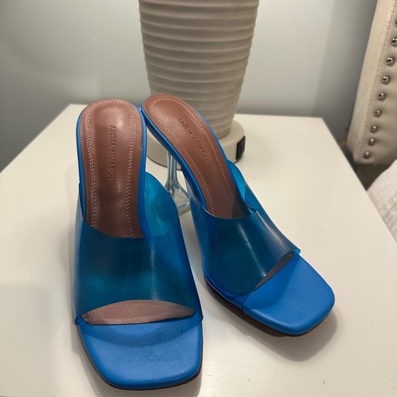 Amina Muaddi Vibrant Blue Heels - Picture 2 of 10